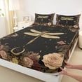 thumbnail image 3 of Homewish Bohemain Gold Dragon Bed Sheets,Retro Rustic Flower King Sheets,Natural Plant Sheet Set For Teens,Luxury Bedroom Decor,4 Pieces, 3 of 7