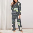 thumbnail image 2 of Fotbe Gamers Conjunto de Pijama de Manga Larga para Mujer con Estampado, Ropa de Dormir de 2 Piezas, Conjunto de Casa Suave y Cómodo con Bolsillos-Small, 2 of 7