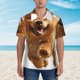 thumbnail image 2 of Balery Happy Fluffy Running Dog Camisas hawaianas de manga corta para hombre, camisas playeras de corte holgado, camisas de vacaciones con botones,XX-Large, 2 of 7