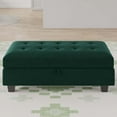 thumbnail image 3 of Belffin Storage Ottoman Bench Oversized Rectangular Ottoman with Storage Velvet Tufted Upholstered Footstool Ottoman Bench for Living Room Bedroom (Green), 3 of 15