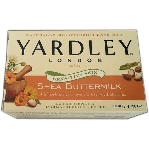 Yardley London Sensitive Skin Shea Buttermilk Bar Soap, 4.25 oz (Pack of 6)