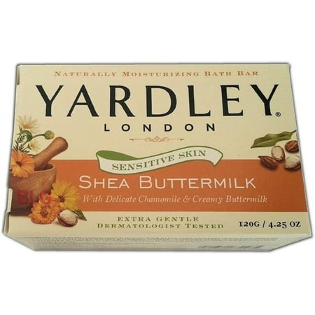 Yardley London Sensitive Skin Shea Buttermilk Bar Soap, 4.25 oz (Pack of 4)