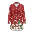 thumbnail image 3 of Yuyamidu Snowman Button Down Pajama Dress Size 2XL Colorful Light Long Sleeve Sleep Shirts Christmas Nightgowns for Women Breastfeeding Sleepwear Red Boyfriend Nightgown, 3 of 7