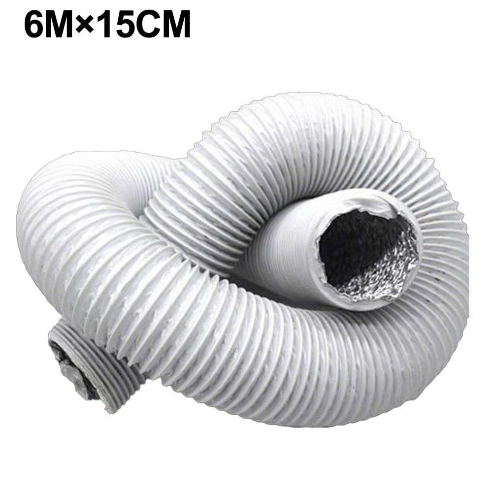 6 Inch Fan Pipe Flexible Pvc Aluminum Tube Exhaust Hose 6M Ventilation Duct 15cm Grey