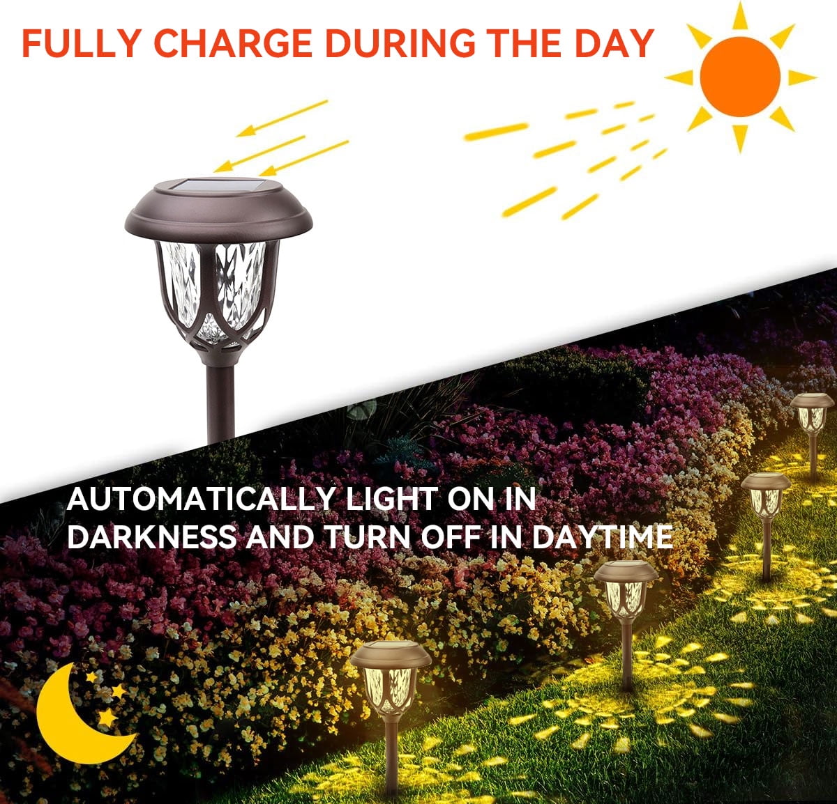 SZRSTH Solar Lights Outdoor Waterproof, 6 Pack LED Solar Garden Lights Outside Decor for Yard Patio Landscape Walkway