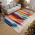 Blue Red Office Rug 8x10 Area Rugs, Colorful Oil Painting Non-Skid Rubber Backing Large ...