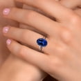 thumbnail image 4 of Gem Stone King 900 Platinum Blue Created Sapphire Solitaire Engagement Ring for Women | 5.00 Cttw | Oval 11X9MM | Gemstone September Birthstone | Size 6, 4 of 6
