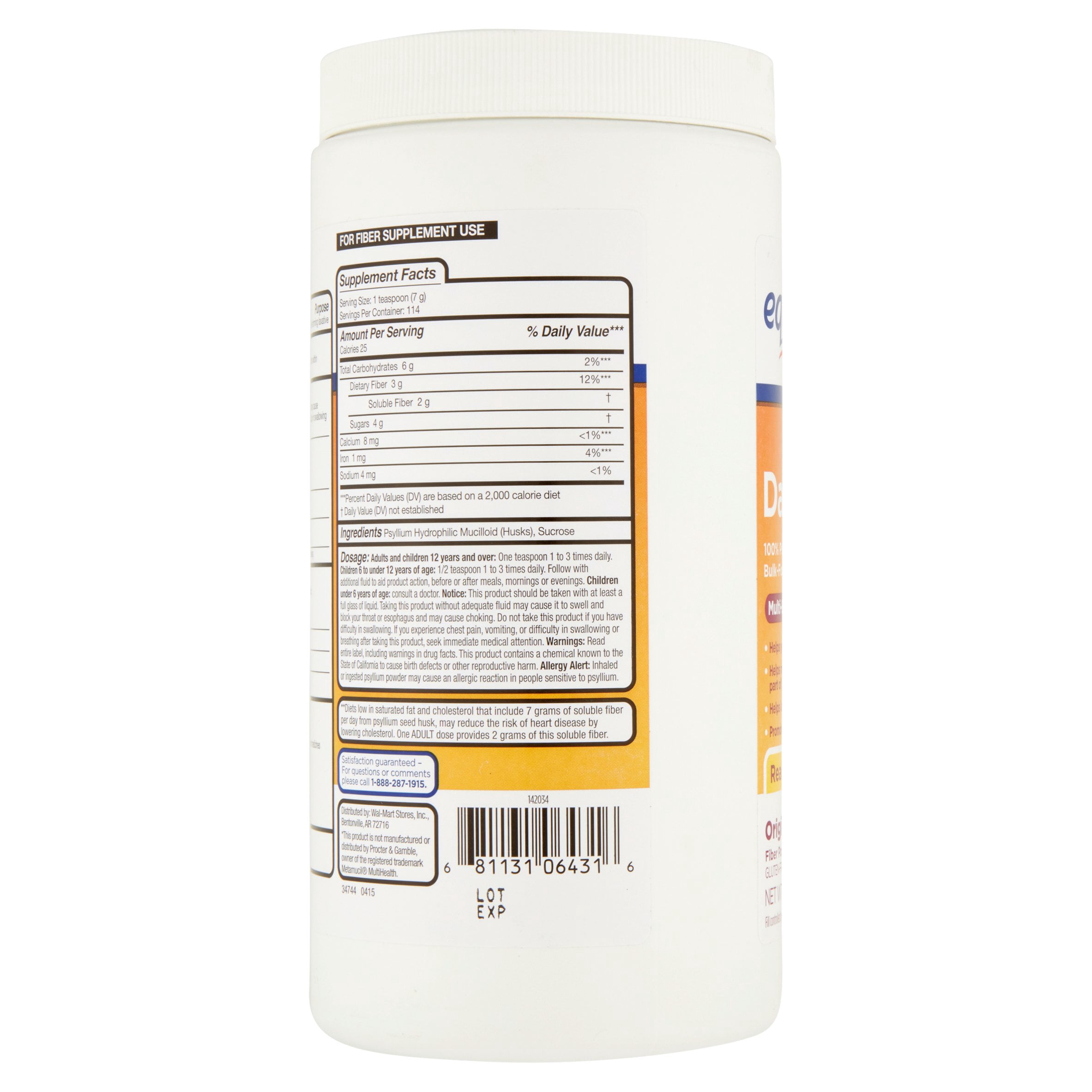 Equate Daily Fiber Laxative & Fiber Powder, 114 Ct, 29 Oz