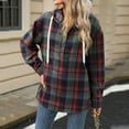 thumbnail image 5 of Qepwscx Womens Long Sleeve Hoodie Tops Cottons Collar Neck Going Out Tops Plaid Print T-Shirts Casual Blouses Button Up Basic Tees Loose Fits Fall Sweatshirt for Women, 5 of 7