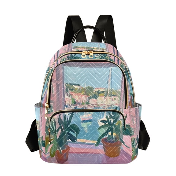 FORMRS Mini Backpack Purse for Women Travel Daypack Casual Shoulder Bag, Sea Boat