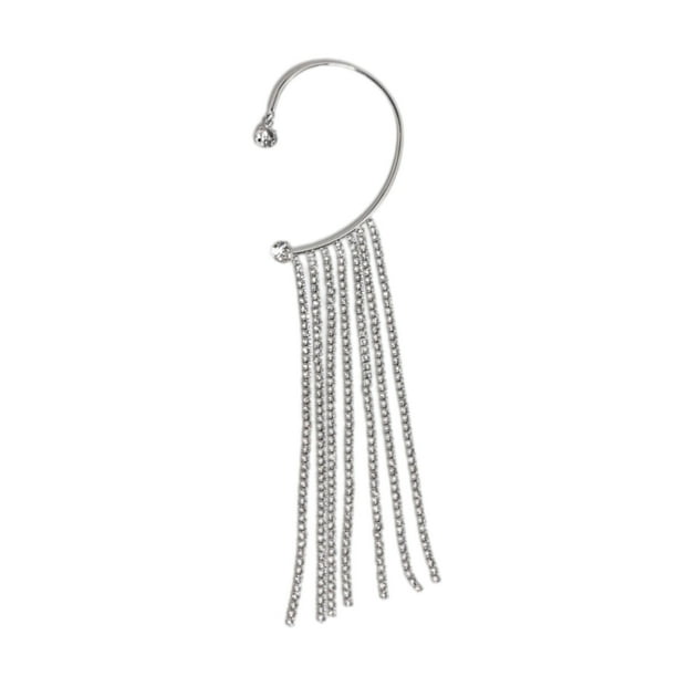 Punk Clip Pendiente Vintage Retro Exquisito Pendiente Cuelga Pendiente de gota Brillante Rhinestone Moda Pendientes para regalos de fiesta Plata izquierda Yuyangstore Pendientes Ear Cuff