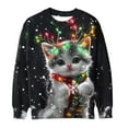 thumbnail image 2 of Craaazy Christmas Shirts for Women Long Sleeve Crewneck Christmas Sweatshirt Xmas Cat Print Tunic Tops Gifts for Women, 2 of 4