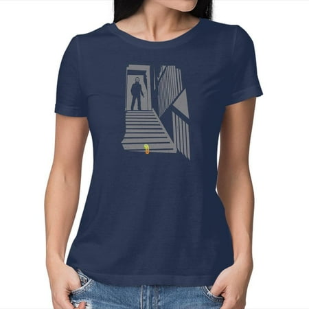 TeeFury Women’s Graphic T-shirt CHILD AGAIN - Horror | Halloween | Navy | Medium