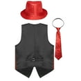 thumbnail image 4 of TiaoBug Men Women Sparkling Sequin Sleeveless Waistcoat Vest+Hat+Necktie for Disco Theme Party Red XL, 4 of 7