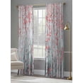 thumbnail image 4 of Pink Teal Forest Semi Sheer Window Curtains 84 Inches Long, Modern Oil Painting Art Rod Pocket Voile Silky Chiffon Curtain Light Filtering Drapes for Living Room, Kitchen, Bedroom, 52"x84", 2 Panels, 4 of 9