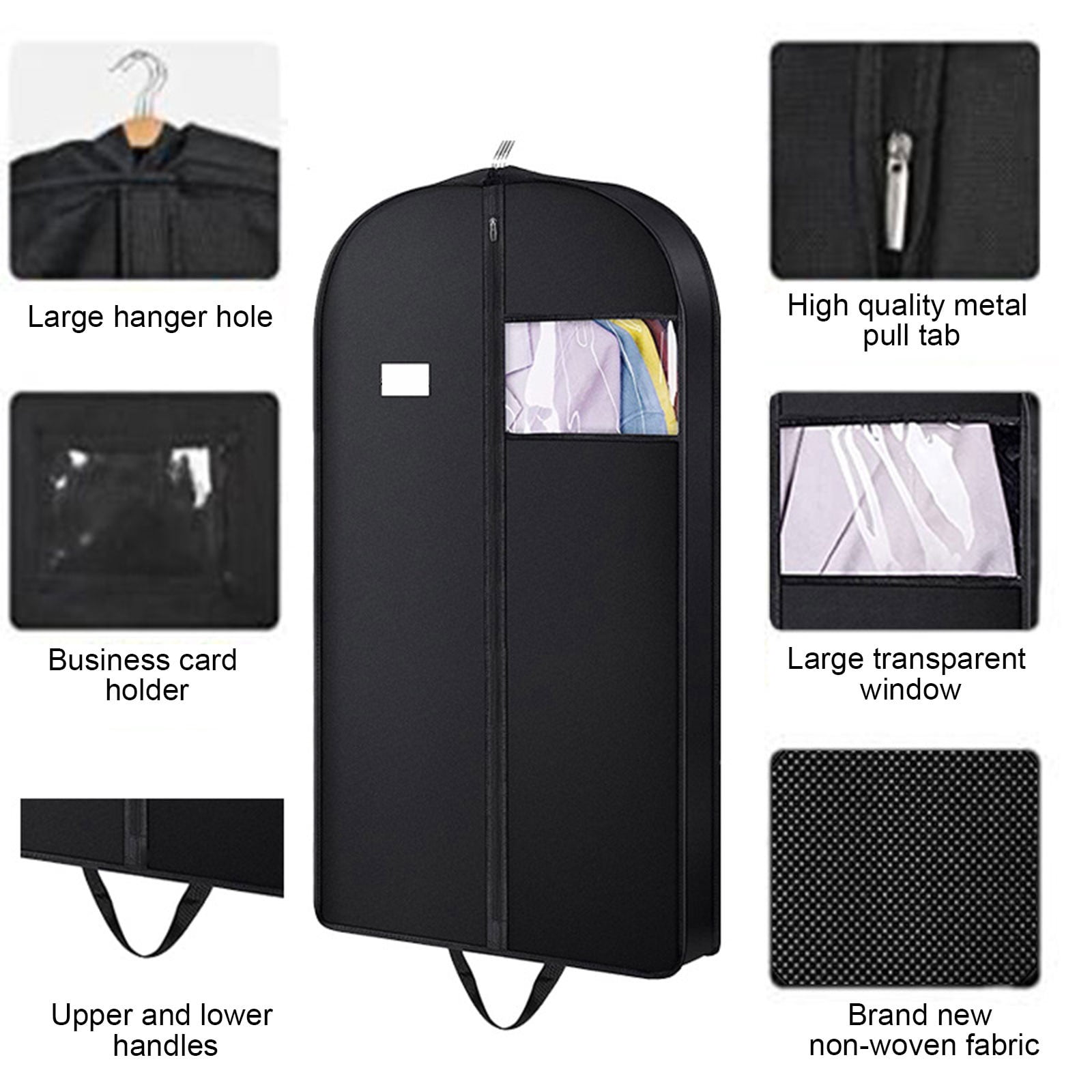 Lunxisen 4 Pcs Garment Bag for Clothes Storage Travel Organizer Foldable Garment Bag with Transparent Window Thickened Design for Closet Suit Protection(110*60*10cm)