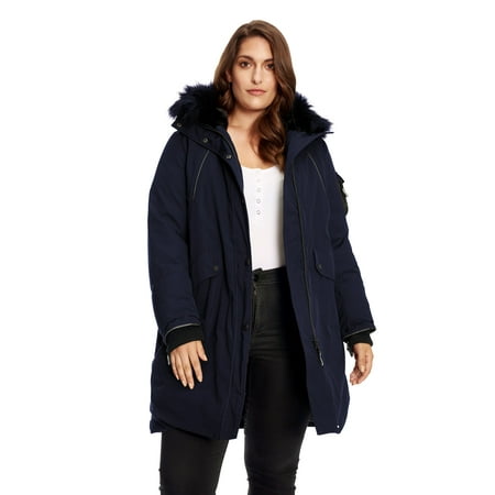 Alpine North, Laurentian Plus - Women's Vegan Down Long Parka Jacket (Plus Size) - Water Repellent, Windproof, Warm Insulated Winter Coat with Faux Fur Hood