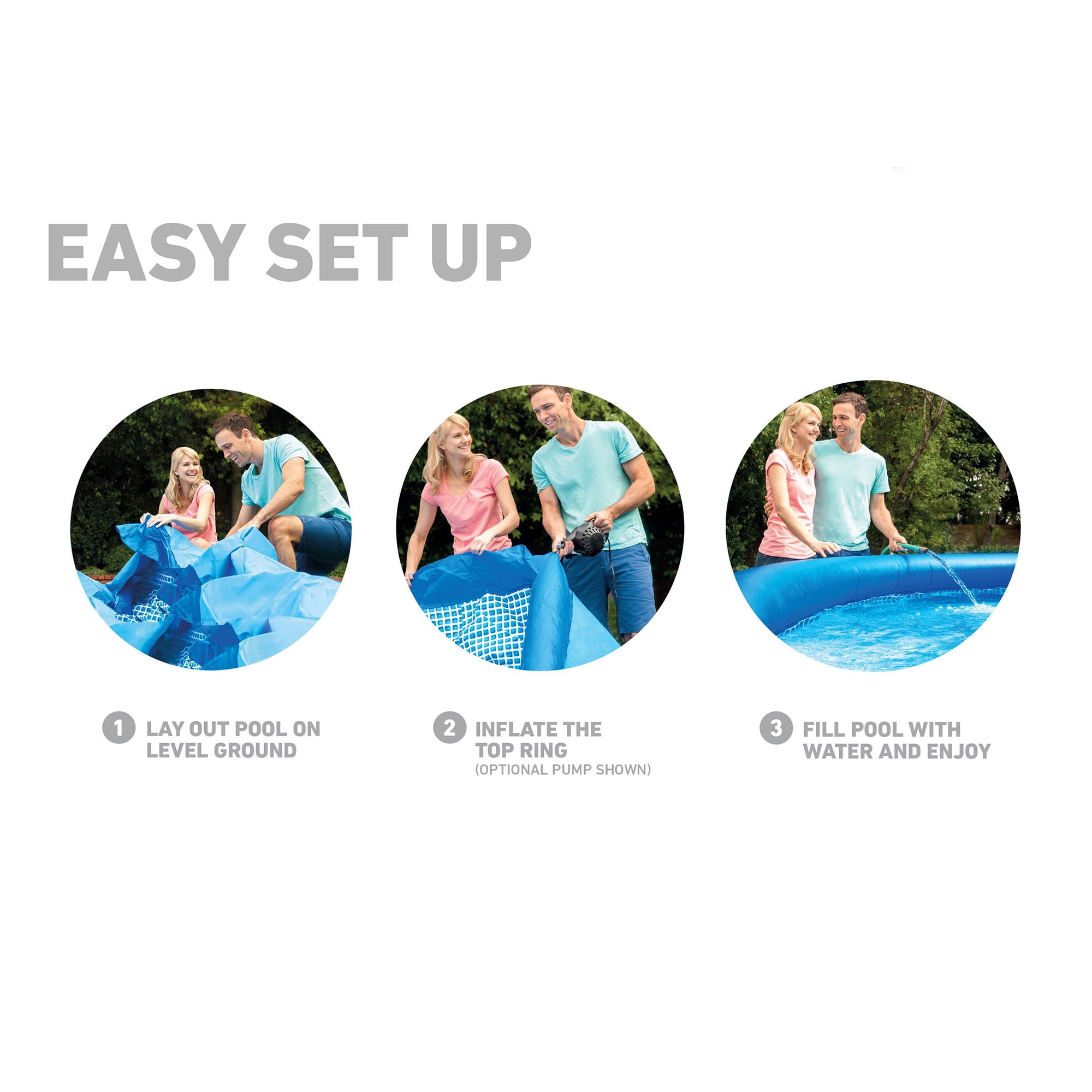 Intex 15' x 42" Inflatable Swimming Pool w/ pool set and Intex 15-Ft Pool Cover