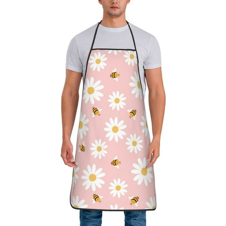 

Xecao Daisy And Bee Print Funny BBQ Chef Aprons for Men Women Adjustable Kitchen Cooking Aprons with Pocket Waterproof Oil Proof No Pilling Fading