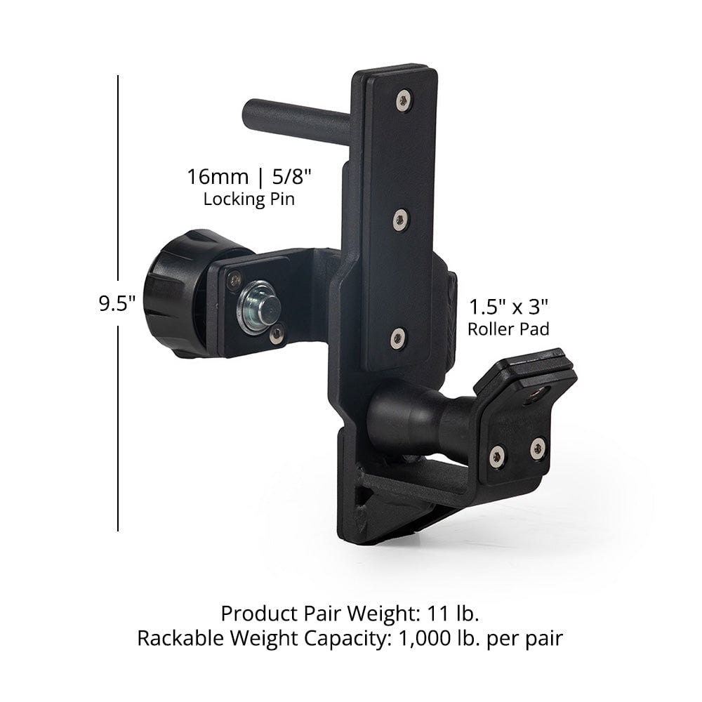Titan Fitness X-3 Series Quick Release Roller J-Hooks, 1,000 LB Rackable Capacity, Fits 2" x 3" Uprights, 16mm Pop-Pin