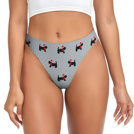 Rateoe Polka Dot Christmas Dog Pattern Seamless Women Underwear Thongs No Show Ladies Thong No Line Breathable Comfortable Panties Undies for Women-Large