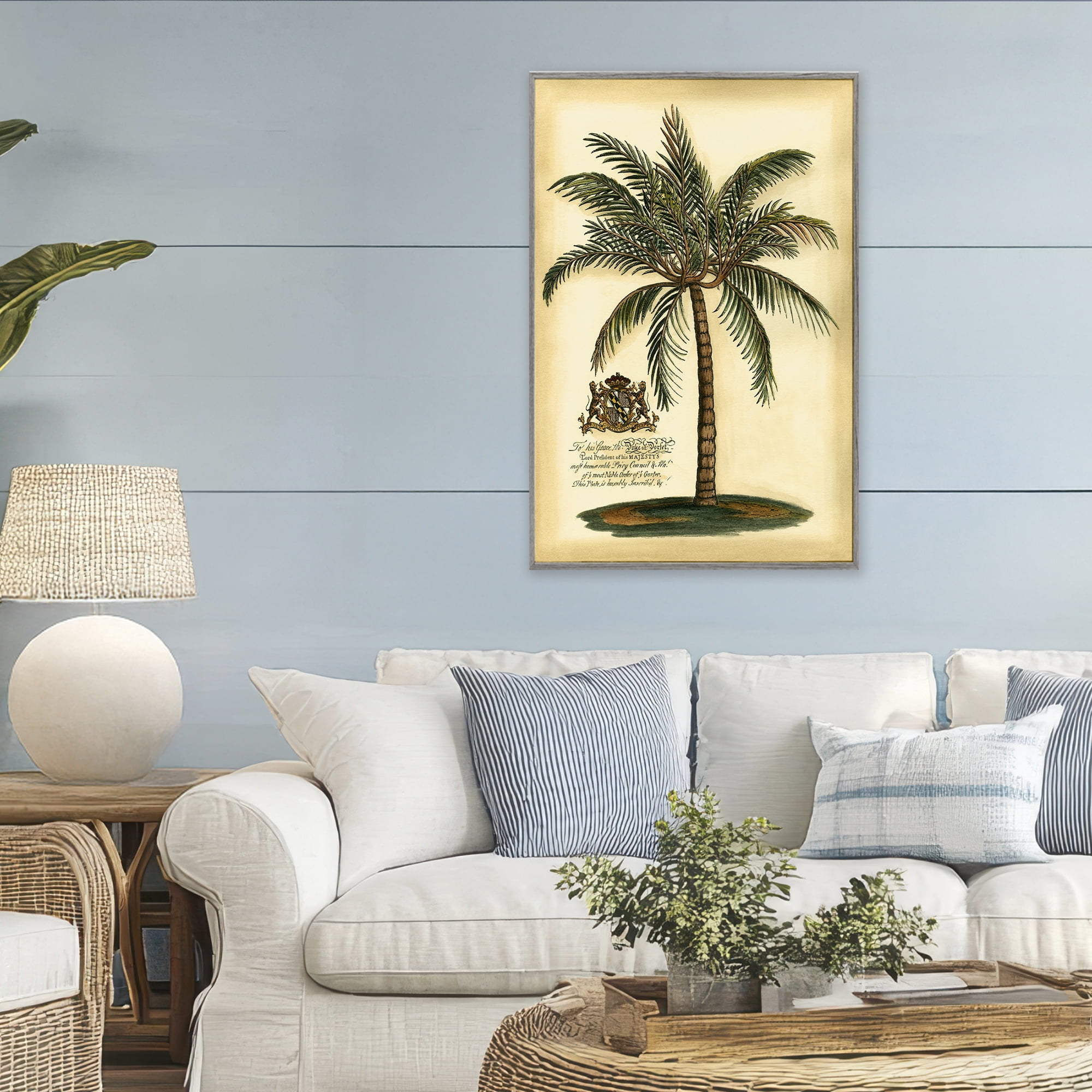 Stupell Industries British Colonial Palm Gray Framed Giclee Art, design by Vision Studio