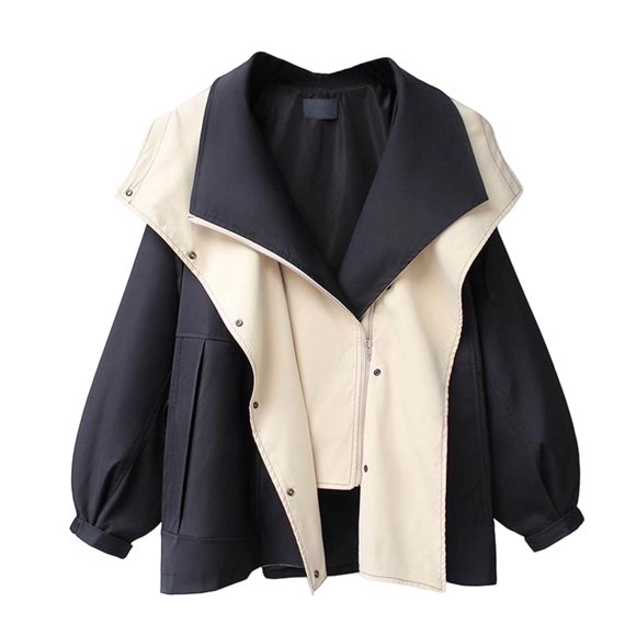 Fall Saving! srobpty Women's Long Sleeve Jacket Jacket, Women‘s Casual Oversize Fashion Lapel Hooded Fall/Winter Long Sleeve Outwear Jackets Coat Black, S
