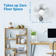 Wall-Mount Fan with Remote, TaoTronics 16 Inch Wall Fan with 3 Wind Modes, 8 Hour Timer, 90 Degree Oscillating, White