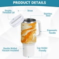 thumbnail image 4 of 40 Oz Car Handle Water Bottle Water Cup Water Bottle Water Jug Coffee Cup Travel Water Bottle Orange Marble, 4 of 8