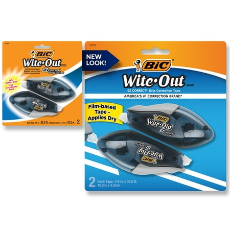 Bic Wite-Out EZ Correct Grip Correction Tape NonRefill 1/6" x 402" 2/Pk WOECGP21