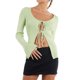 thumbnail image 1 of Sunloudy, blusas de manga larga para mujer, color sólido/bordado de flores/estampado de patrón, blusa estilo cárdigan con lazo frontal, blusas informales Sunloudy moda, 1 of 8