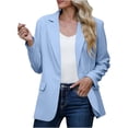 thumbnail image 1 of MIASHUI Women's Straight Cut Solid Color Two Button Blazer Long Sleeve Formal Casual Office Wear Classic Fit Blue,M, 1 of 6