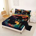 thumbnail image 2 of Castle Fairy Galaxy Bear Silhouette King Sheets 4pcs for Teens,Starry Mountain Lake Bedding,Orange Teal Purple,1 Fitted Sheet, 1 Flat Sheet and 2 Pillowcases, 2 of 6