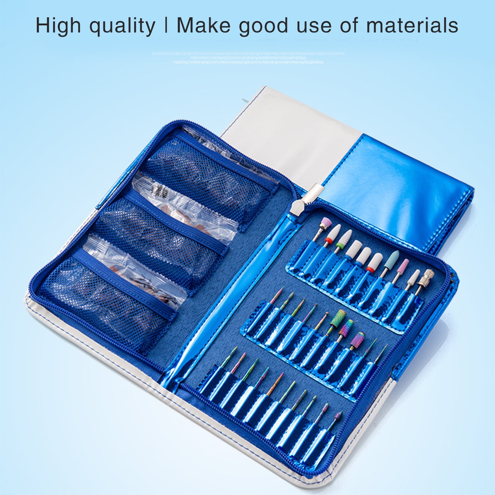 30Pcs Nail Drill Bits Set with Storage Bag, Diamond Cuticle Electric Nail File and Ceramic Acrylic Gel Nail Bits Kits
