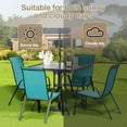 thumbnail image 6 of LAZY BUDDY Outdoor Dining Set of 5, Patio Table and 4 Chairs Set, Glass Tabletop, Stackable Chairs for Balcony, Porch, 6 of 9