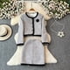 thumbnail image 1 of Conjunto de dos piezas con minifalda, chaqueta pequeña fragante con hongos negros, abrigo elegante, otoño e invierno, novedad, 1 of 5