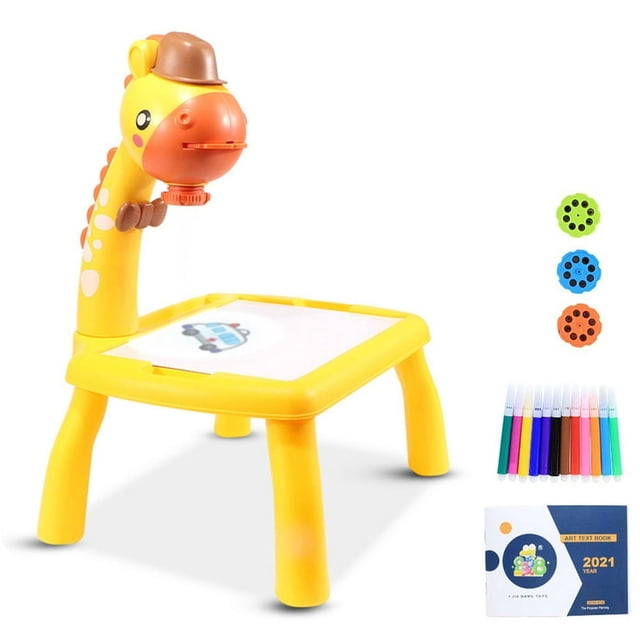 Projector Painting Set for 2+ Years Old Kids Trace and Draw Projector Toy with 24 Patterns Sketcher Desk Battery Operated Interactive Projection Drawing Board for Christmas Gift