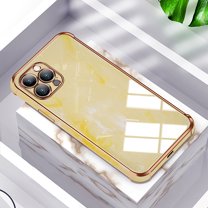 Dteck Stylish Case for iPhone 12 Pro Max 6.7 inch,Luxury Marble Texture Glossy Plating Lightweight Shockproof TPU Slim Fit Phone Cover.For iPhone 12 Pro Max,Yellow