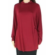 JM Collection Women's Plus Size Turtleneck Top Cherry Pie Red Size 1X