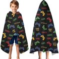 thumbnail image 3 of Colorful Games Text Black Pattern Hooded Bath Towel，60"x35" for Ages 3 To 12 Kids, Quick Dry Lightweight Soft Microfiber Hood Beach Towel Cover Up for Kids, 3 of 7