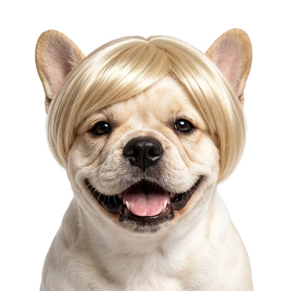 Pet Wig, Adjustable Hairpiece For Small‑Medium Dogs Cats Rabbits, Faux Hair Accessory, For Halloween Christmas Home Gathering,Gold-40X14Cm