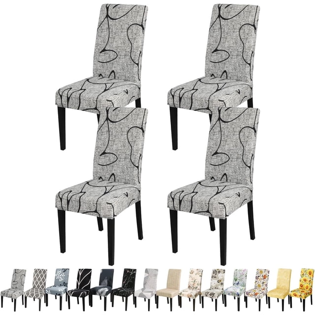 6 Pcs Dining Chair Slipcover,High Stretch Removable Washable Chair Seat Protector Cover for Home Party Hotel Wedding Ceremony (Grey)