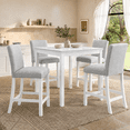 thumbnail image 5 of PAPROOS Dining Table Set for 4, 5 Piece Solid Wood Dining Room Set with Square Table and 4 Upholstered Chairs, Counter Height Kitchen Table with Crystal Decoration and Chair Set, White, 5 of 9