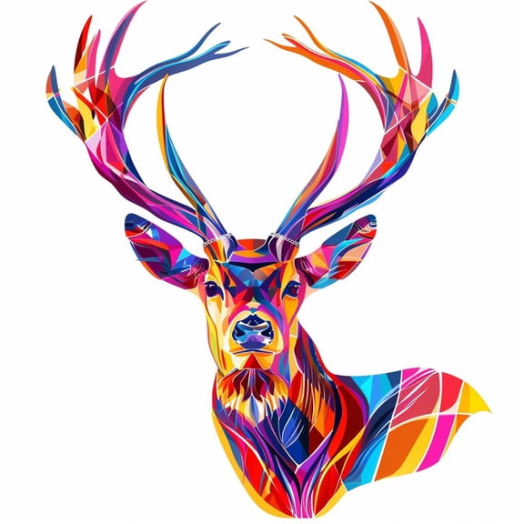 Colorful Abstract Elk Deer 5D Diamond Art Painting by Number Kits for Adults DIY Paint with Full Drill Round Diamond Gems Painting Art Craft for Home Wall Decor 13.8x13.8inch(2)