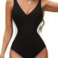 thumbnail image 1 of Dsseng Women‘S High Cut Deep V Contrast Color Strap Net Yarn One-Piece Swimsuit Intummy Swimsuit, 1 of 6