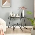 thumbnail image 2 of Rustic Black Sturdy Console Coffee Table Tempered Glass Surface for Living Room, 2 of 9