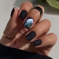 thumbnail image 3 of YTTAL Buy 2 Get 1 Free Earth & Star Press On Nails, Matte Black Short Square Fake Nails with 3D Earth Galaxy Design, Reusable Glue On Nails with Jelly Nails File, Stick On Nails for Women Daily Party, 3 of 10