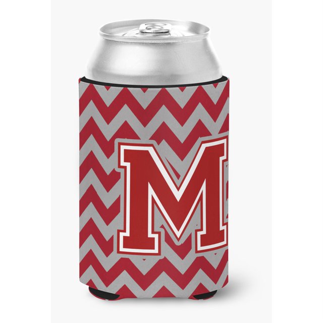 "Treasures CJ1049-MCC Letra M Chevron Maroon and White Can or Bottle Hugger, Multicolor" Caroline's Treasures CJ1049-MCC