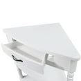 thumbnail image 6 of PORKISS Small Triangle Corner Table, End Table Side Table with 1 Drawer Solid Wood Legs, Console Table for Small Spaces/ Living Room, White, 6 of 12