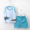thumbnail image 4 of TOWED22 Boys Summer Outfits 2PC Casual Clothes Set Sleeveless Raglan Tank and Cargo Shorts Play Set 4-12 Years Sky Blue,3-4 Y, 4 of 4